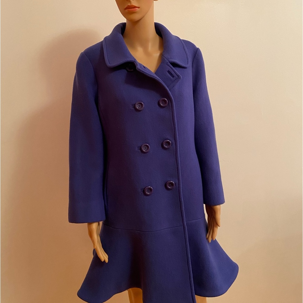Women's Kate Spade Pea Coat Royal Blue Knee Length Dress Coat Size XL